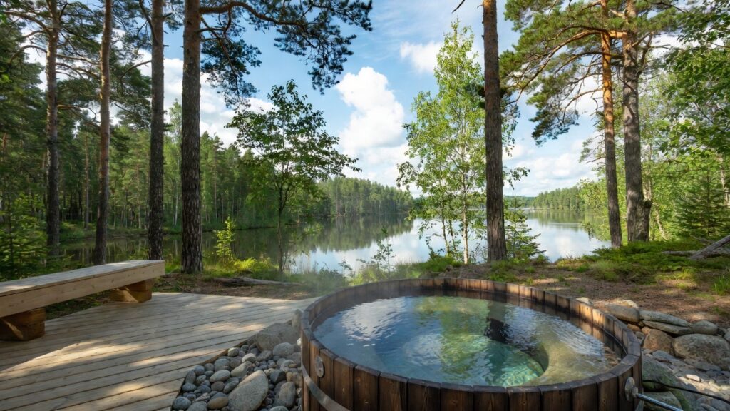 Utomhusspa av trä